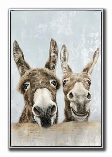The Donkeys Hand Embellished Canvas Wall Art in Floater Frame-2