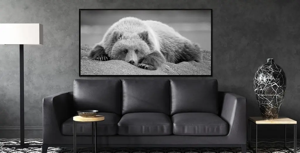 Black and White Bedroom Eyes Fine Art Print in Black Floater Frame-1