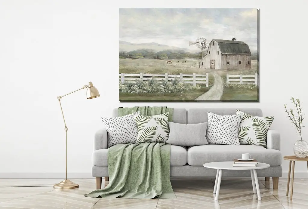 Farming Serenity Hand Embellished Canvas Wall Art-2