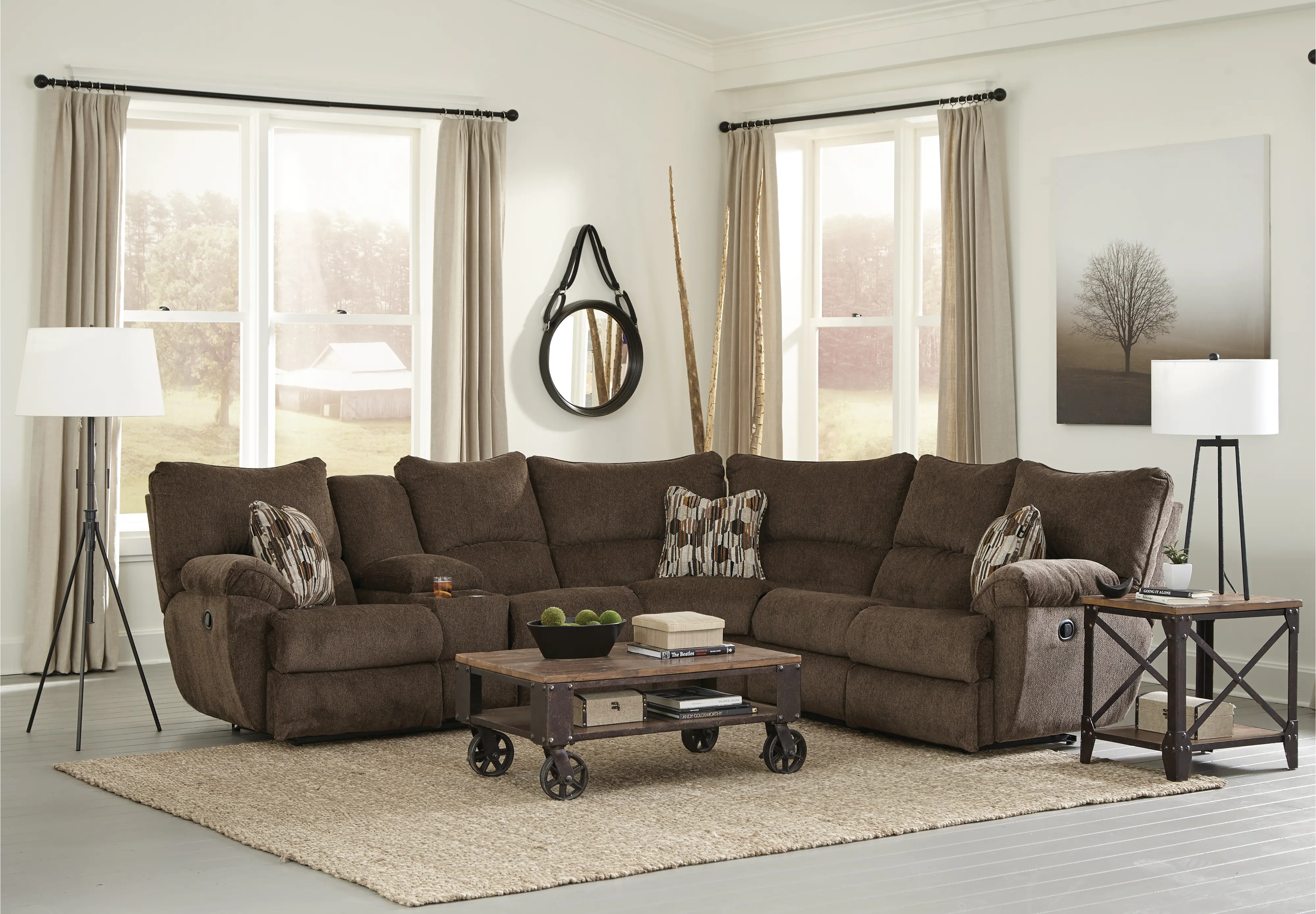 2PC/225/CHOCOLATE Elliot Brown 2 Piece Power Reclining Sectional-2