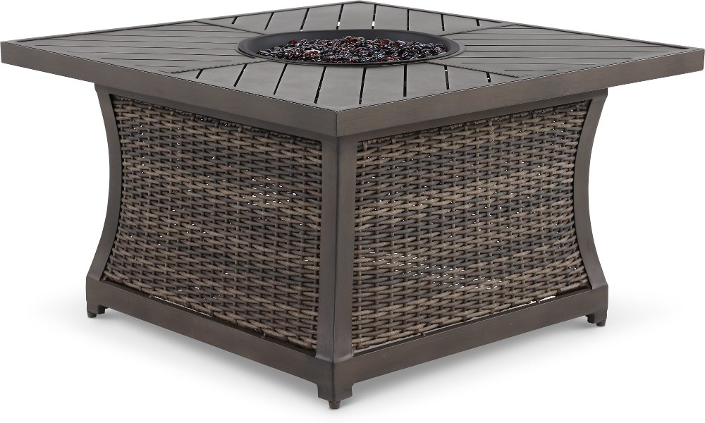 Trenton Wicker Slat Top Fire Pit