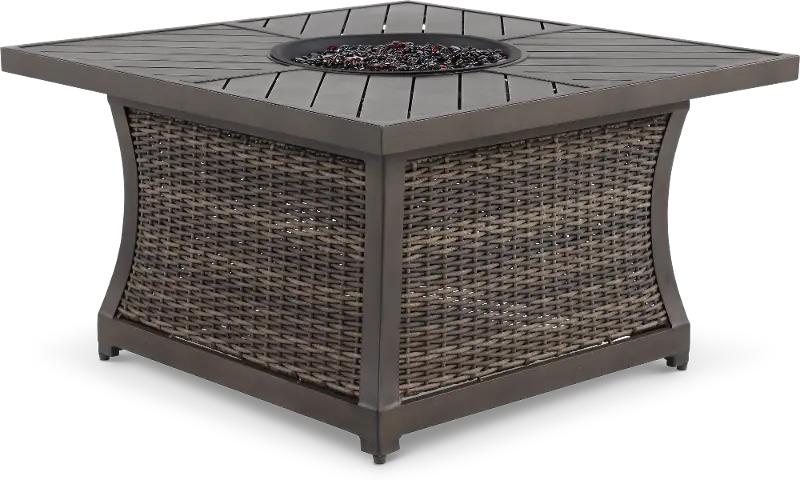Trenton Wicker Slat Top Fire Pit