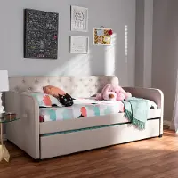 150-9015-RCW Modern Beige Upholstered Twin Daybed - Tahlia