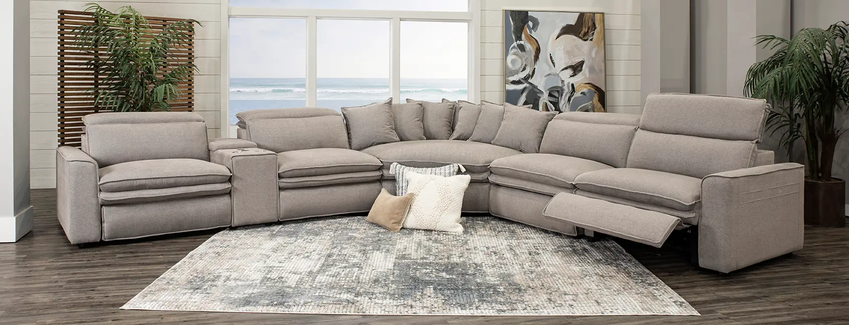 Biggie Storm Light Gray Power Reclining Sectional with XL Wedge-2