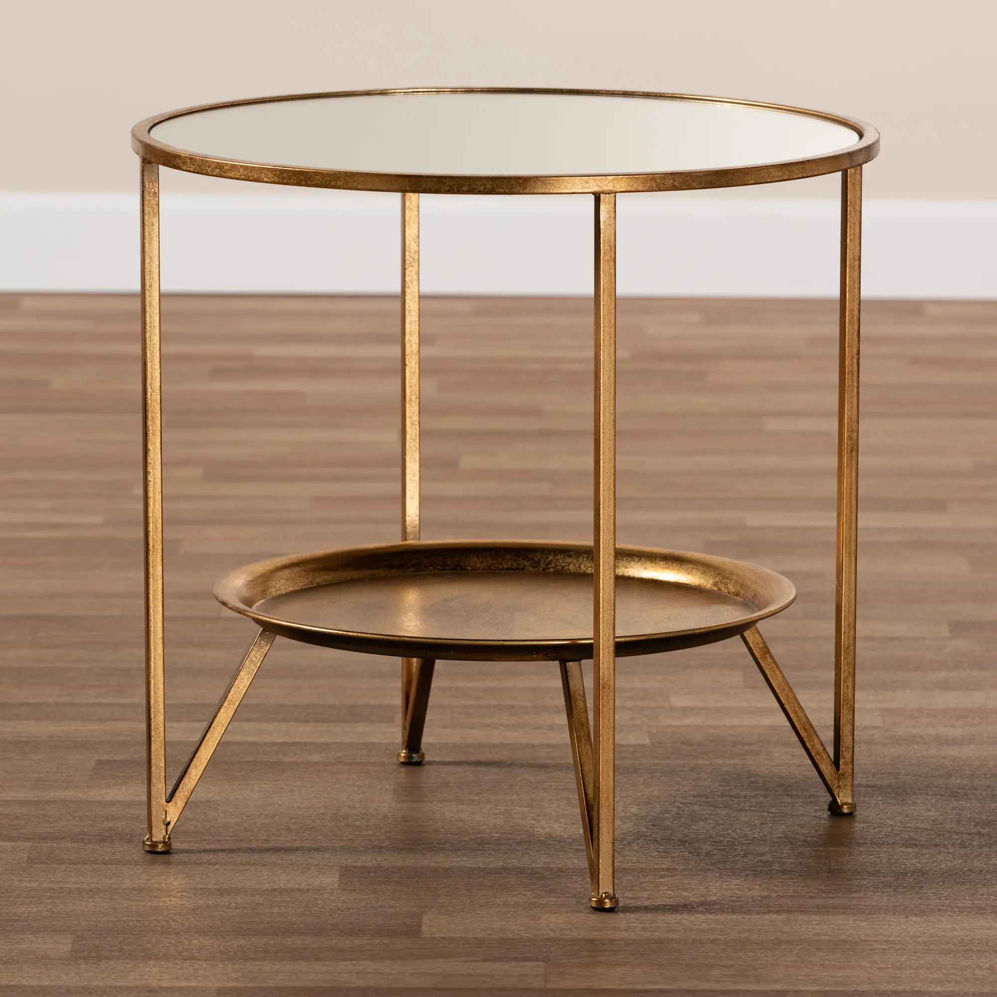 151-9067-RCW Modern Gold and Mirrored Glass Accent Table - Astra-3