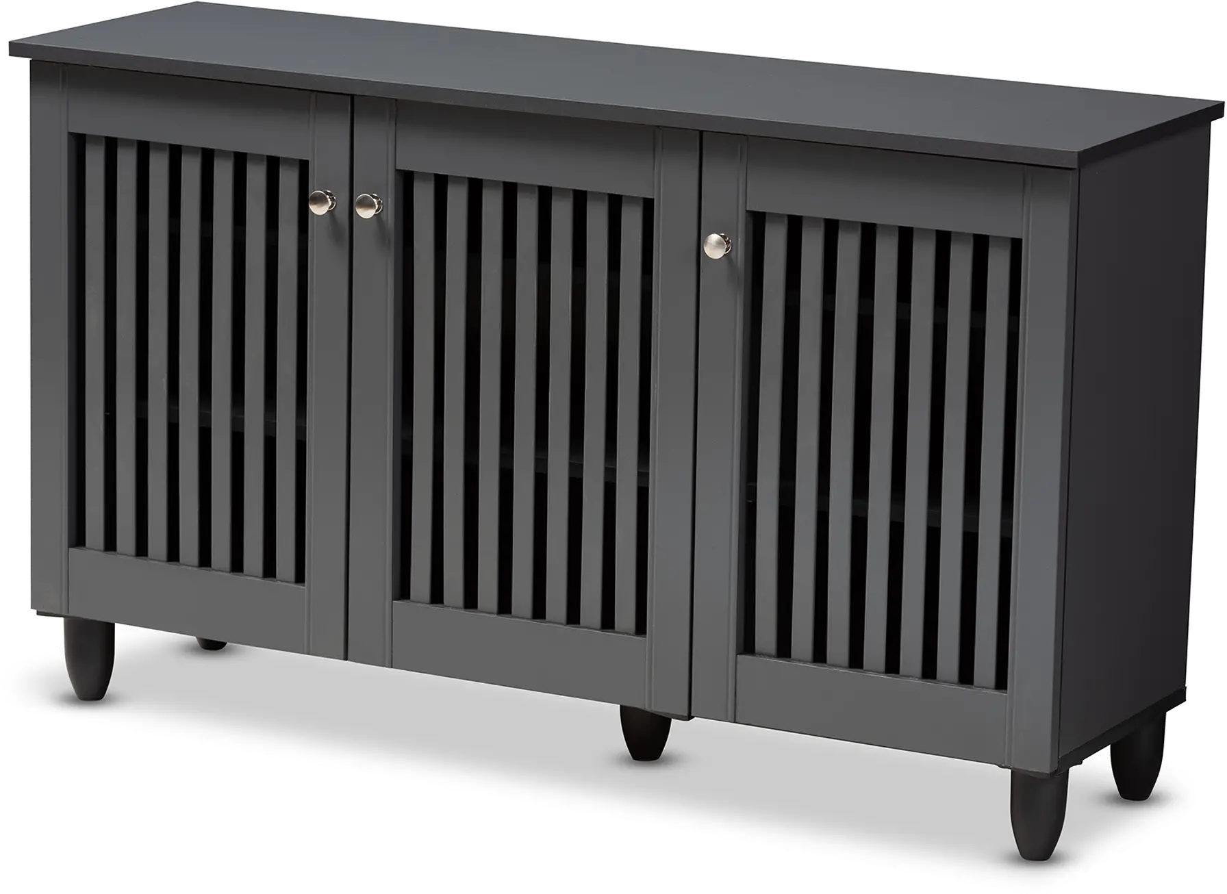 152-9166-RCW Modern Dark Gray 3 Door Entryway Shoe Storage Wide Cabinet - Sheenagh-3