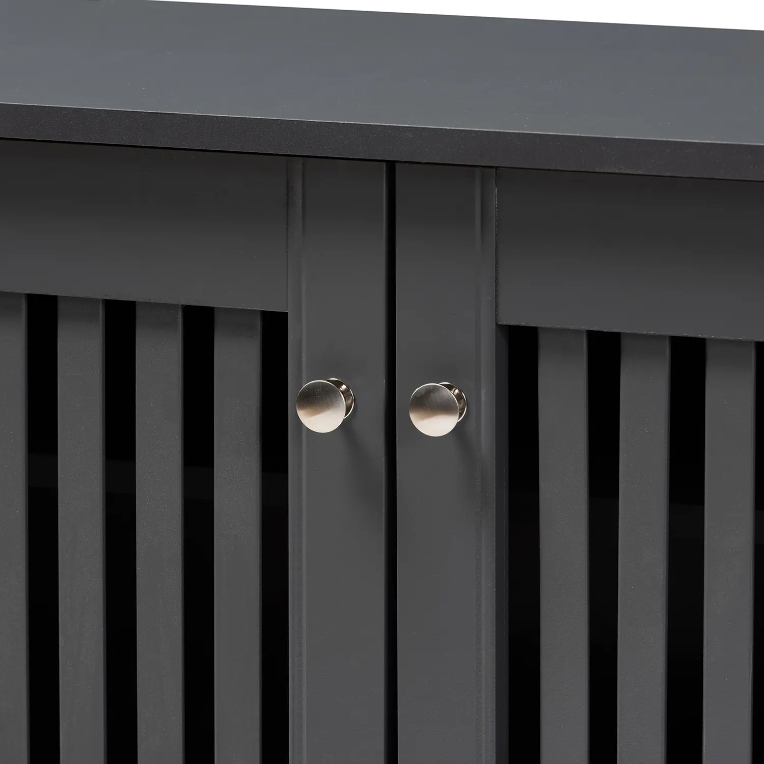 152-9166-RCW Modern Dark Gray 3 Door Entryway Shoe Storage Wide Cabinet - Sheenagh-6