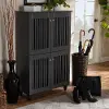 152-9169-RCW Modern Dark Gray 4 Door Entryway Shoe Storage Cabinet - Sheenagh
