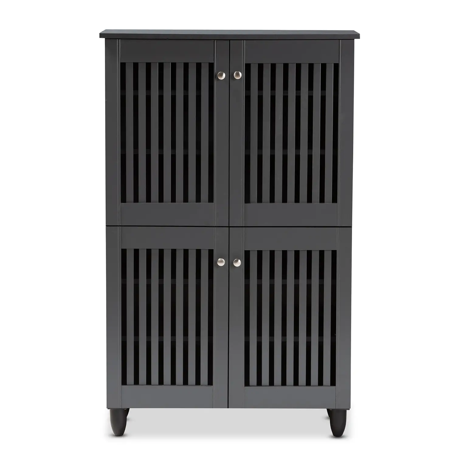 152-9169-RCW Modern Dark Gray 4 Door Entryway Shoe Storage Cabinet - Sheenagh-1