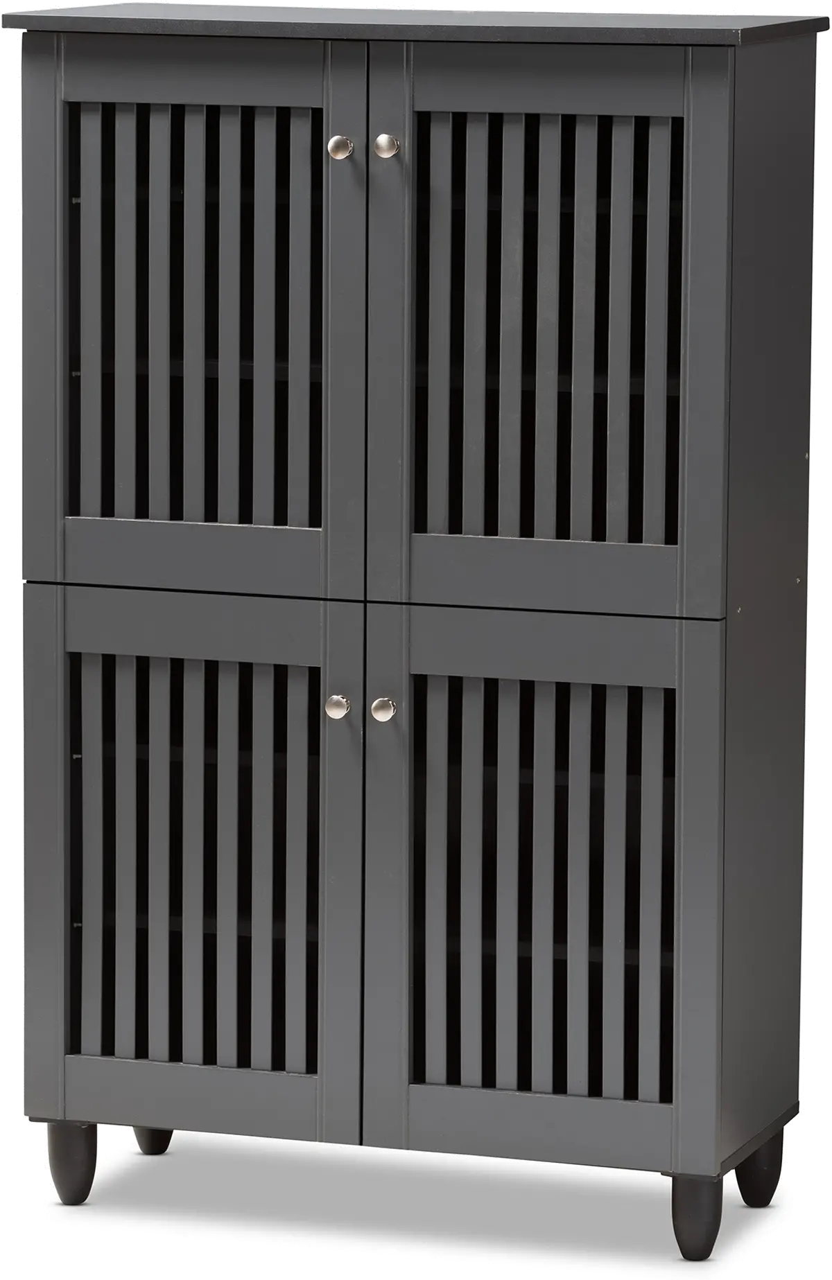 152-9169-RCW Modern Dark Gray 4 Door Entryway Shoe Storage Cabinet - Sheenagh-4