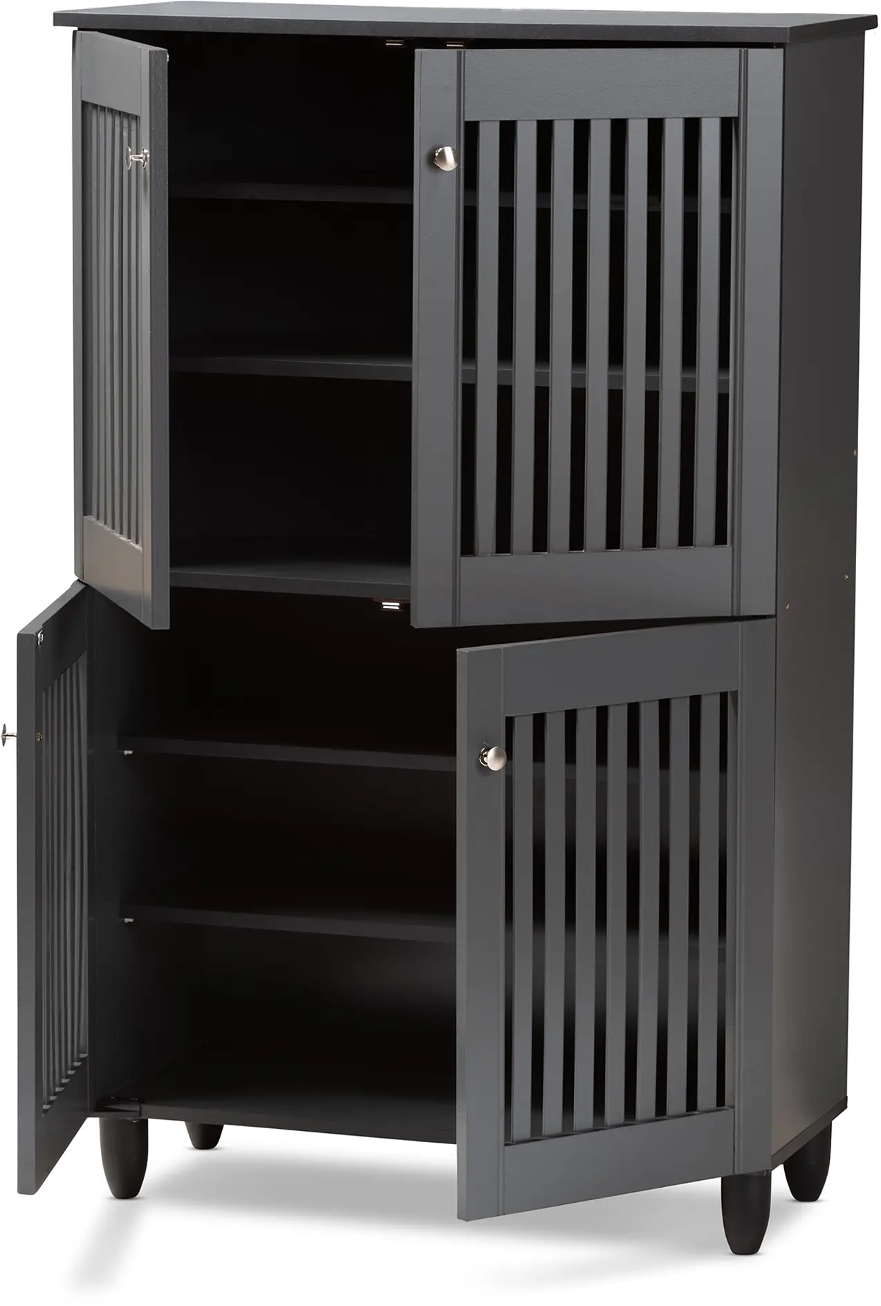 152-9169-RCW Modern Dark Gray 4 Door Entryway Shoe Storage Cabinet - Sheenagh-5