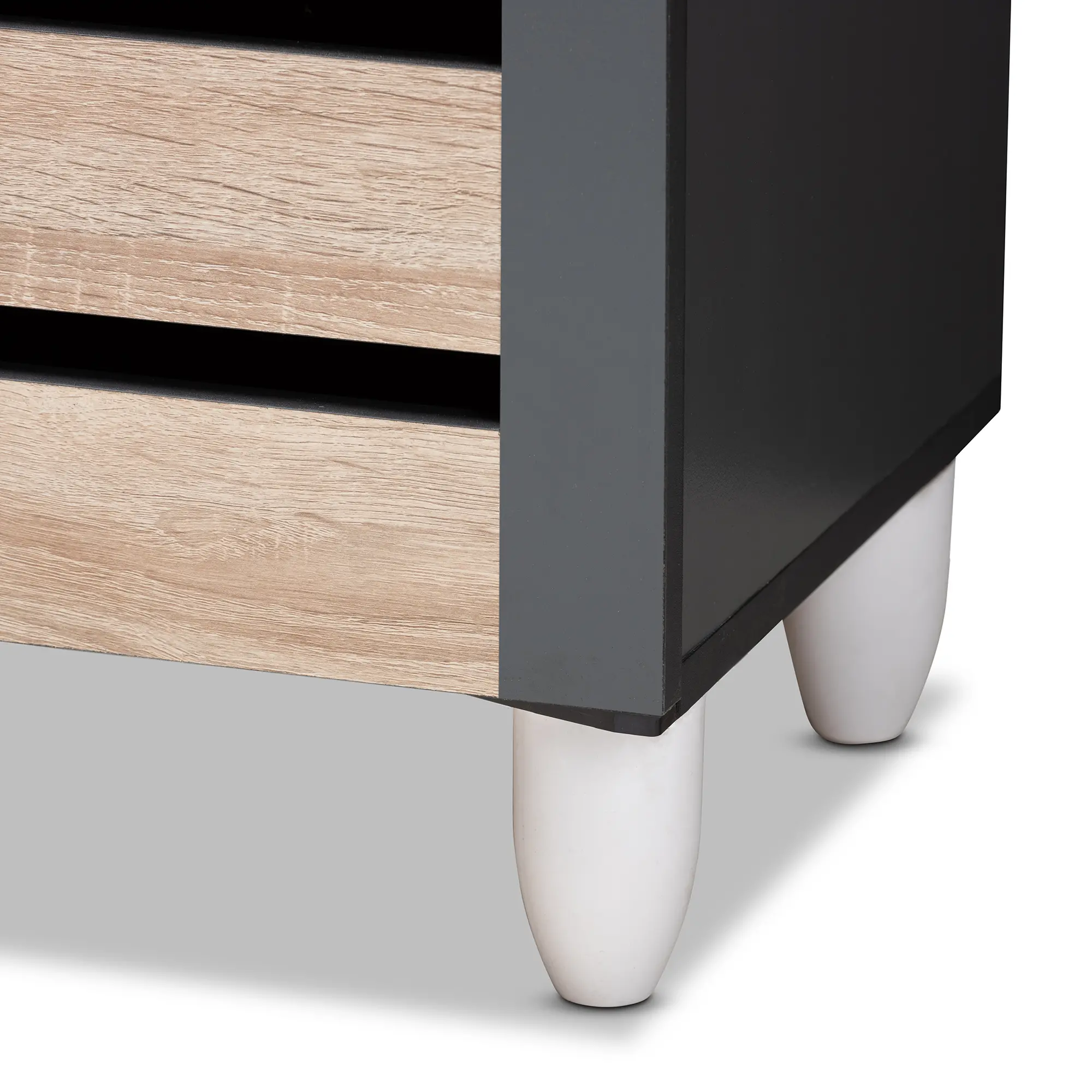152-9173-RCW Modern Two Tone Oak and Dark Gray 3 Door Shoe Storage Cabinet - Thom-9