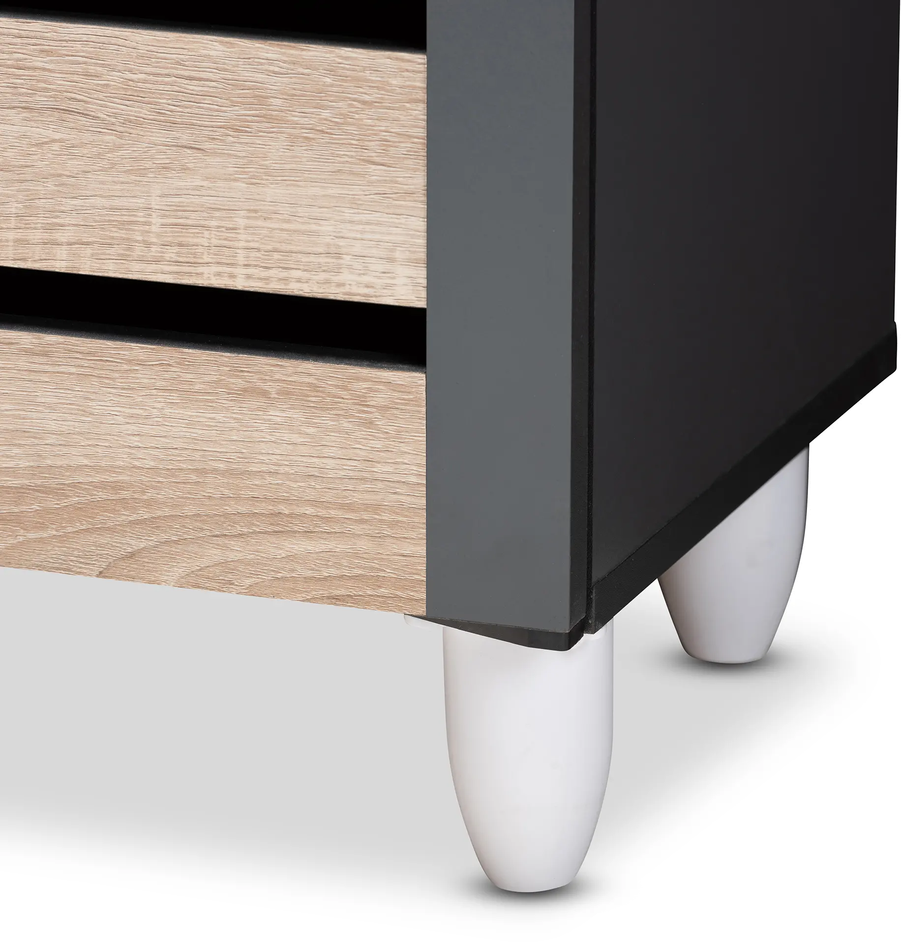 152-9174-RCW Modern Two Tone Oak and Dark Gray 4 Door Shoe Storage Cabinet - Thom-8