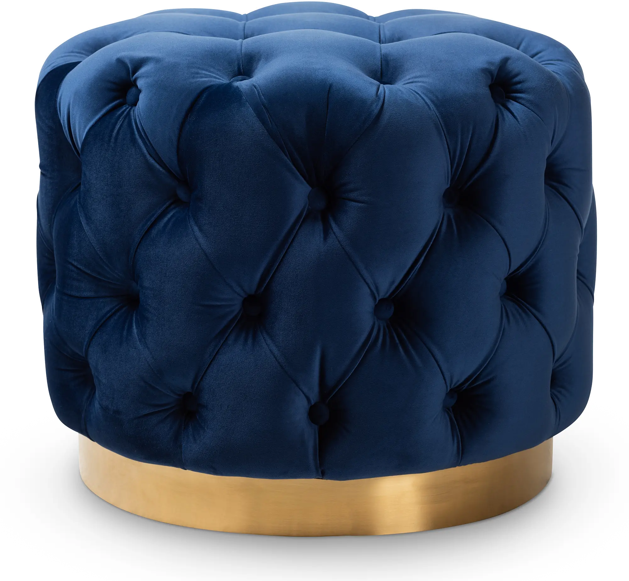 152-9376-RCW Glam Royal Blue Velvet Tufted Ottoman - Dulcie-1