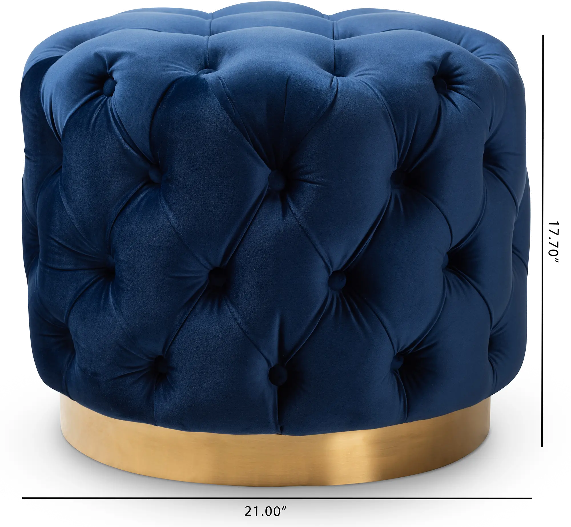 152-9376-RCW Glam Royal Blue Velvet Tufted Ottoman - Dulcie-5