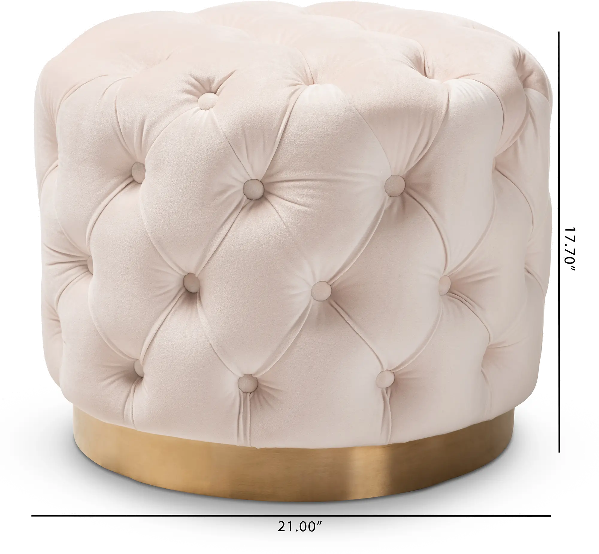 152-9379-RCW Glam Light Beige Velvet Tufted Ottoman - Dulcie-1