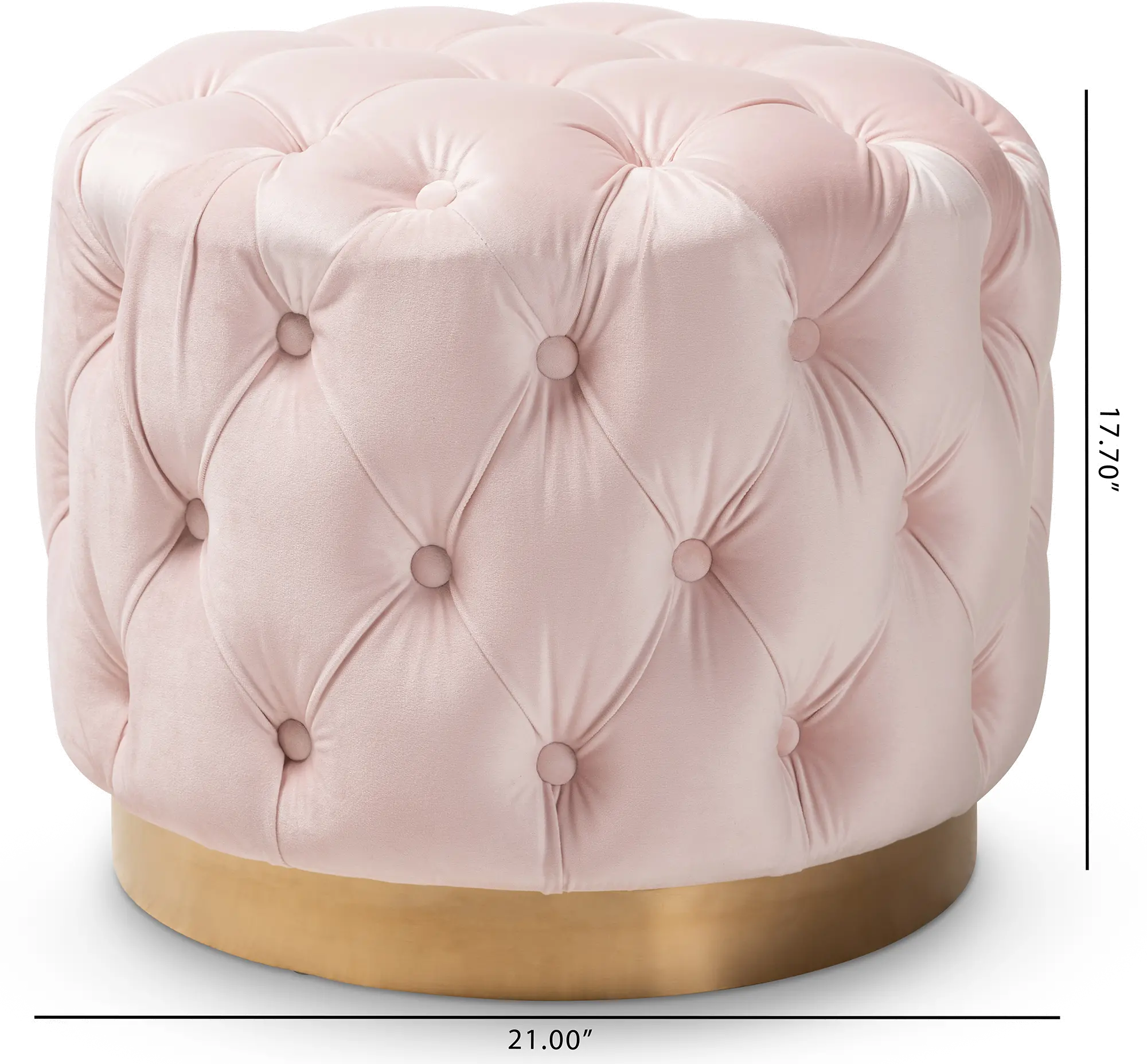 152-9378-RCW Glam Light Pink Velvet Tufted Ottoman - Dulcie-1