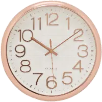 Contemporary 12 Inch Rose Gold Round Wall Clock