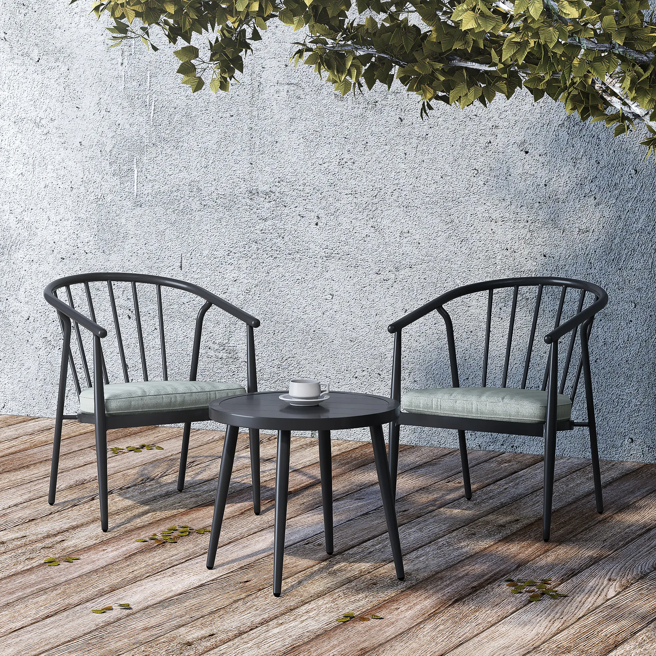 11890018T001-AL Pasadena Patio Black 3 Piece Chat Set-2