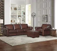 Eglinton Brown Leather 3 Piece Living Room Set