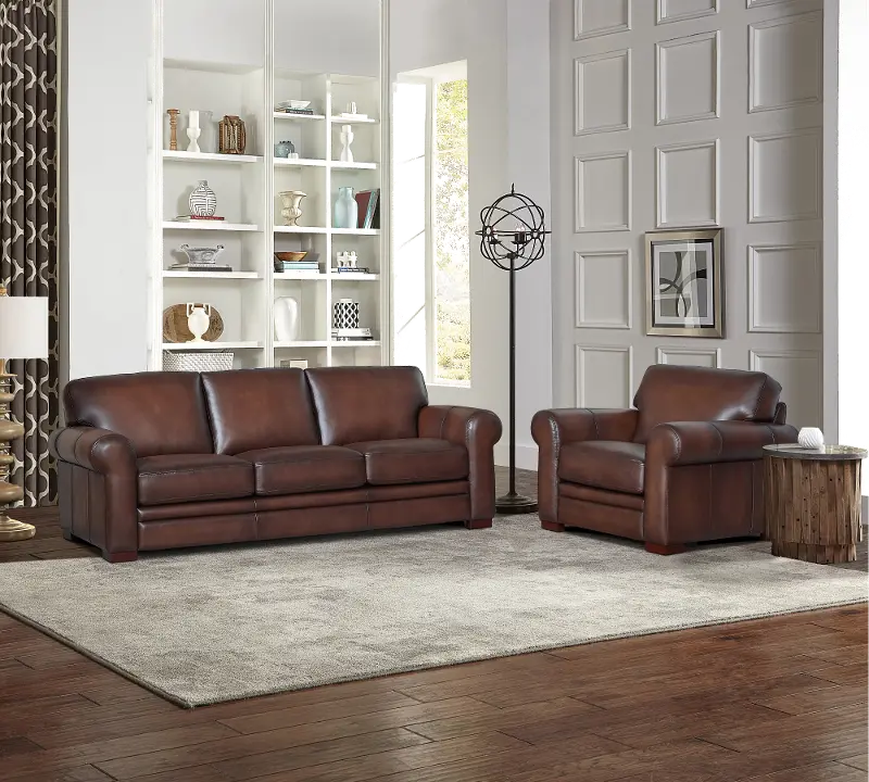 Eglinton Brown Leather Sofa and Chair Set