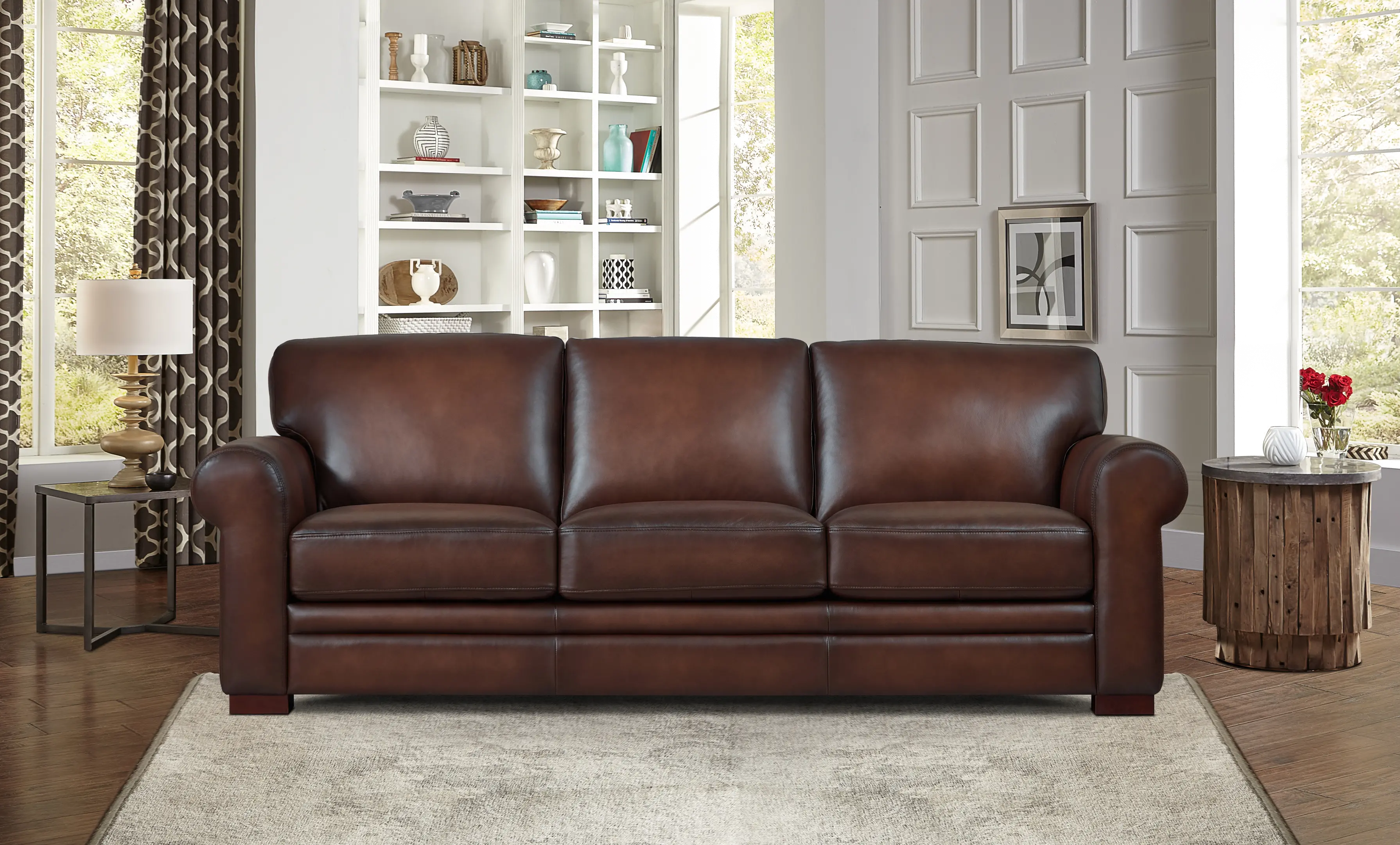 Eglinton Brown Leather Sofa-1