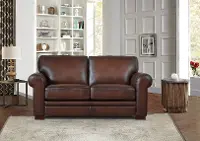 Eglinton Brown Leather Loveseat