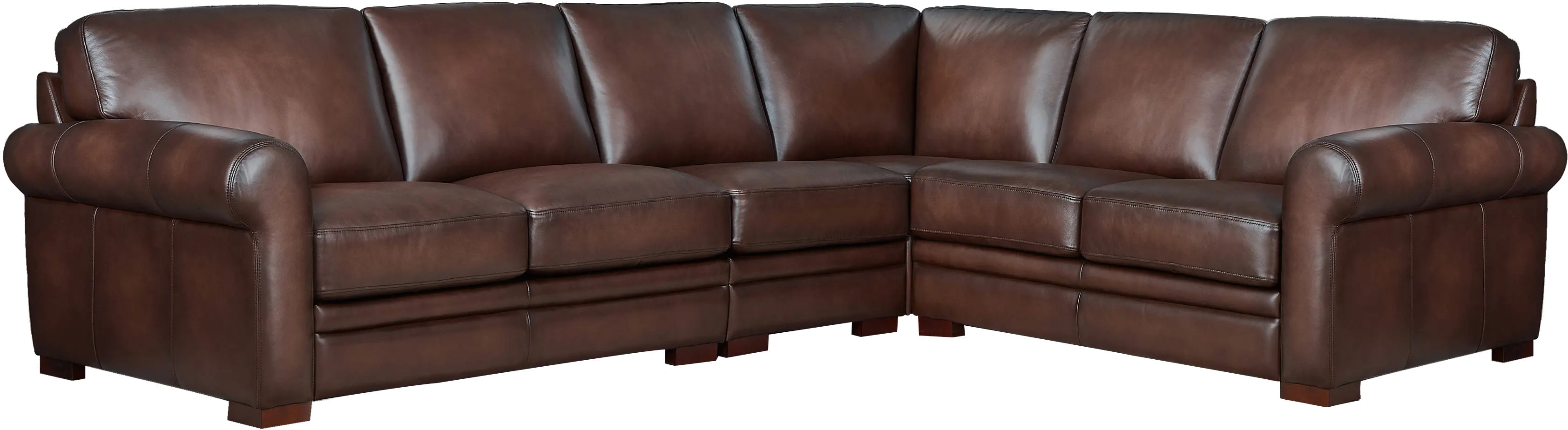 Eglinton Brown Leather 4 Piece Sectional-1