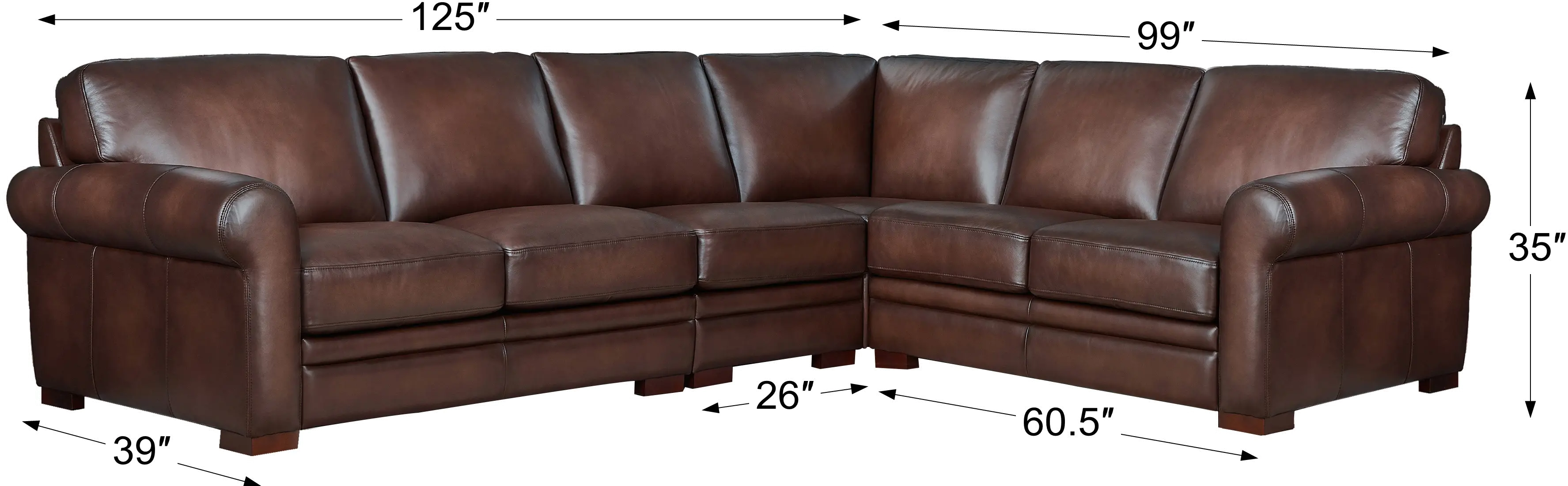 Eglinton Brown Leather 4 Piece Sectional-3