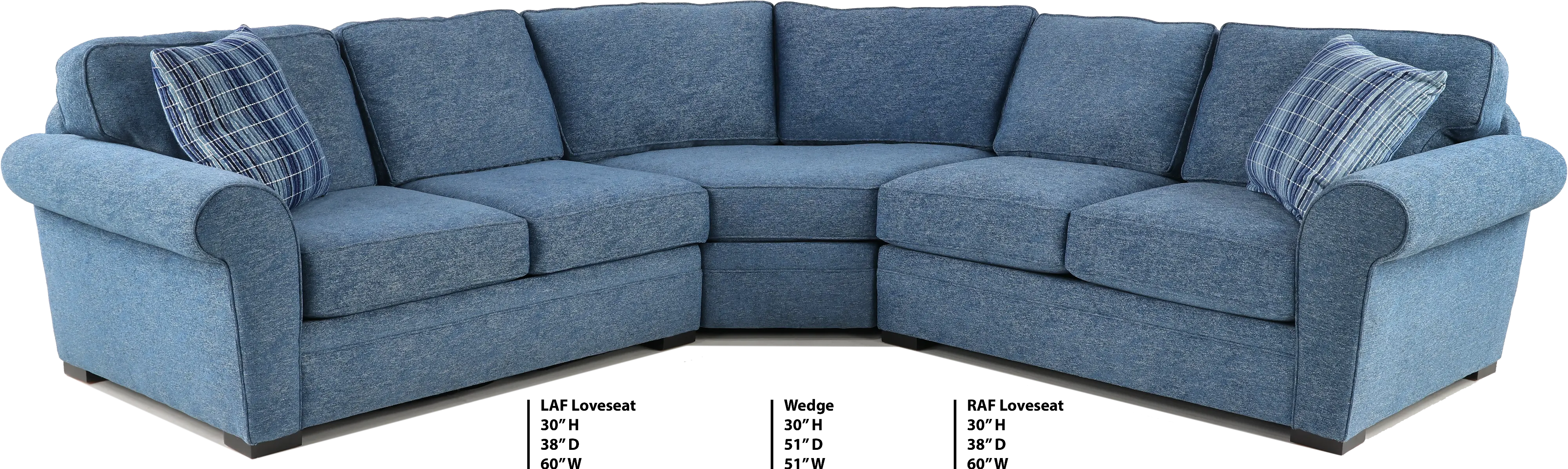 Orion Blue 3 Piece Curved Sectional-3