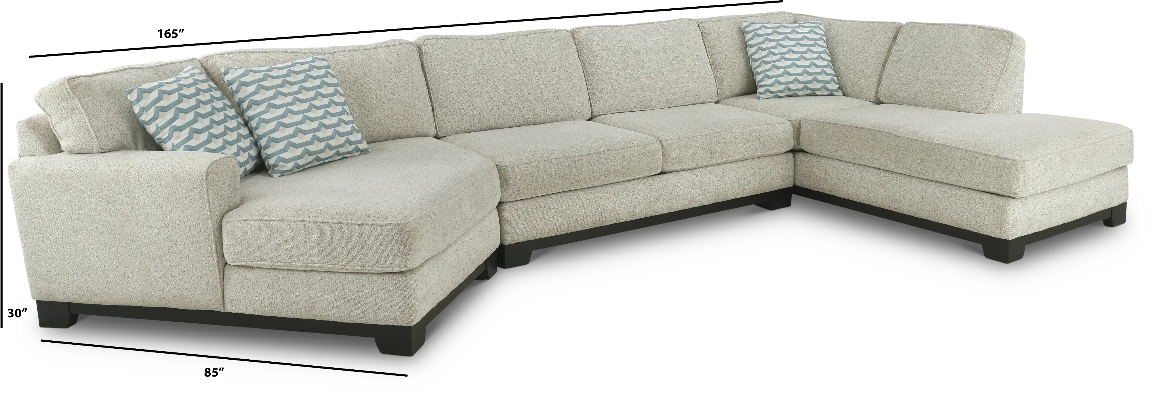 Pisces Off-White 3 Piece Chaise Sectional-3