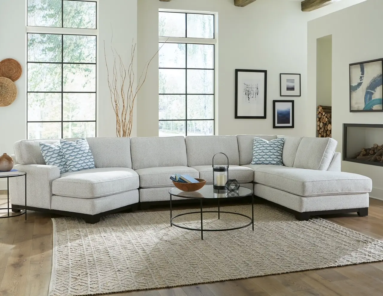Pisces Off-White 3 Piece Chaise Sectional-8