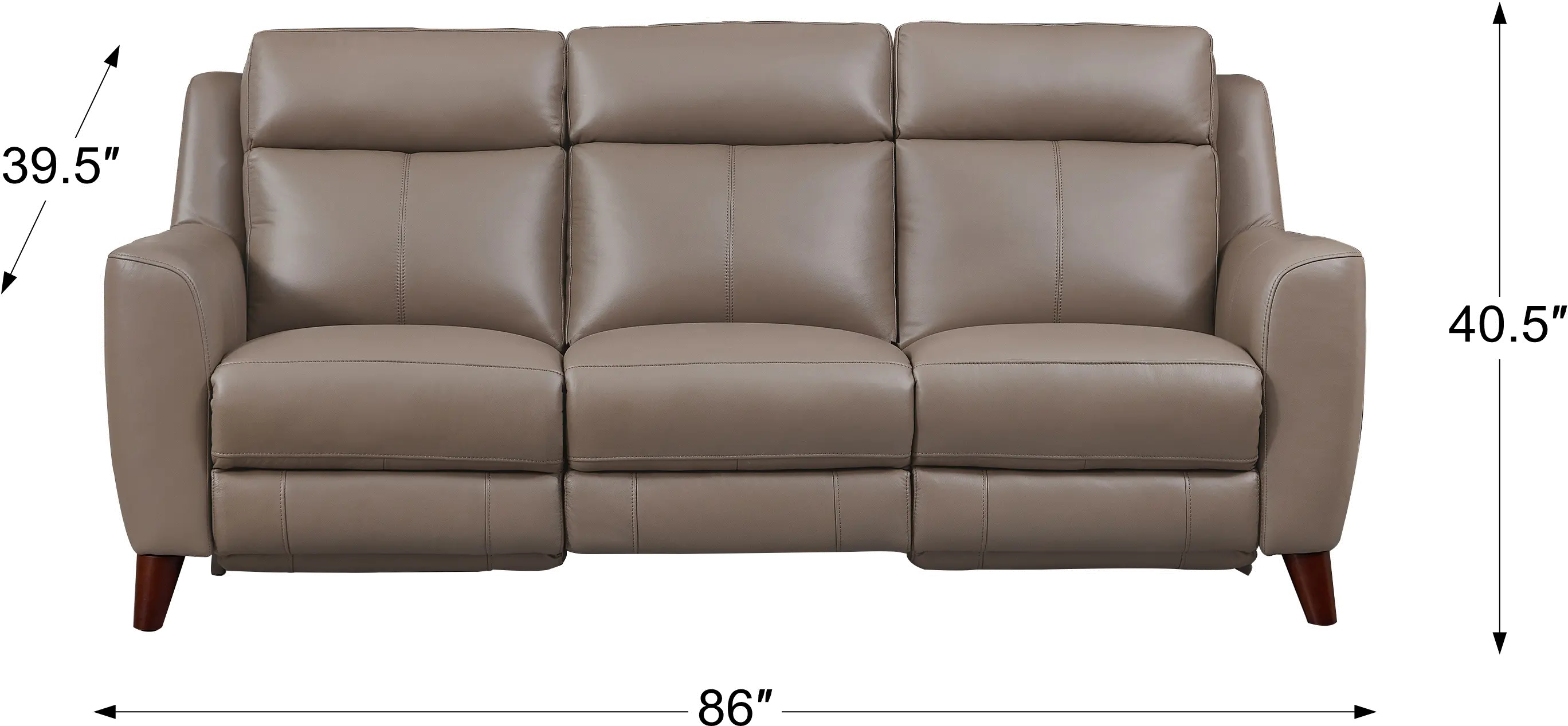 Fresno Taupe Leather 3 Piece Power Reclining Set-3
