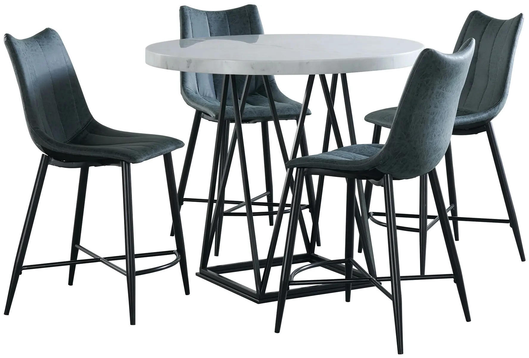 Rocco White and Black 5 Piece Counter Height Dining Set-1