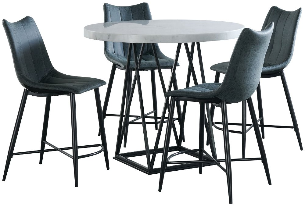 Rocco White and Black 5 Piece Counter Height Dining Set