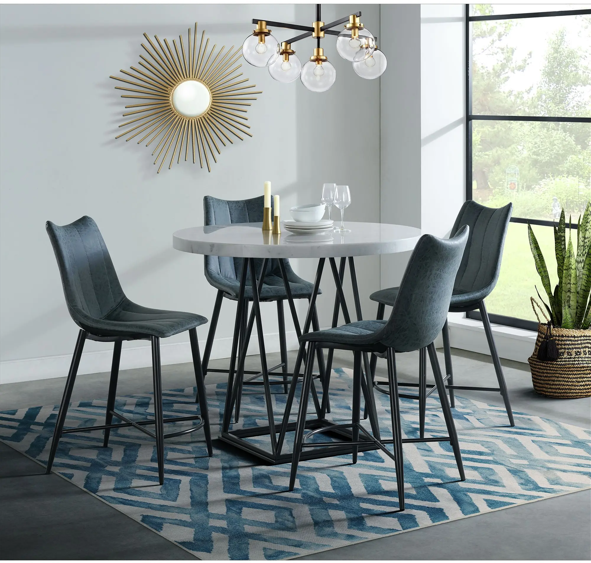 Rocco White and Black 5 Piece Counter Height Dining Set-2