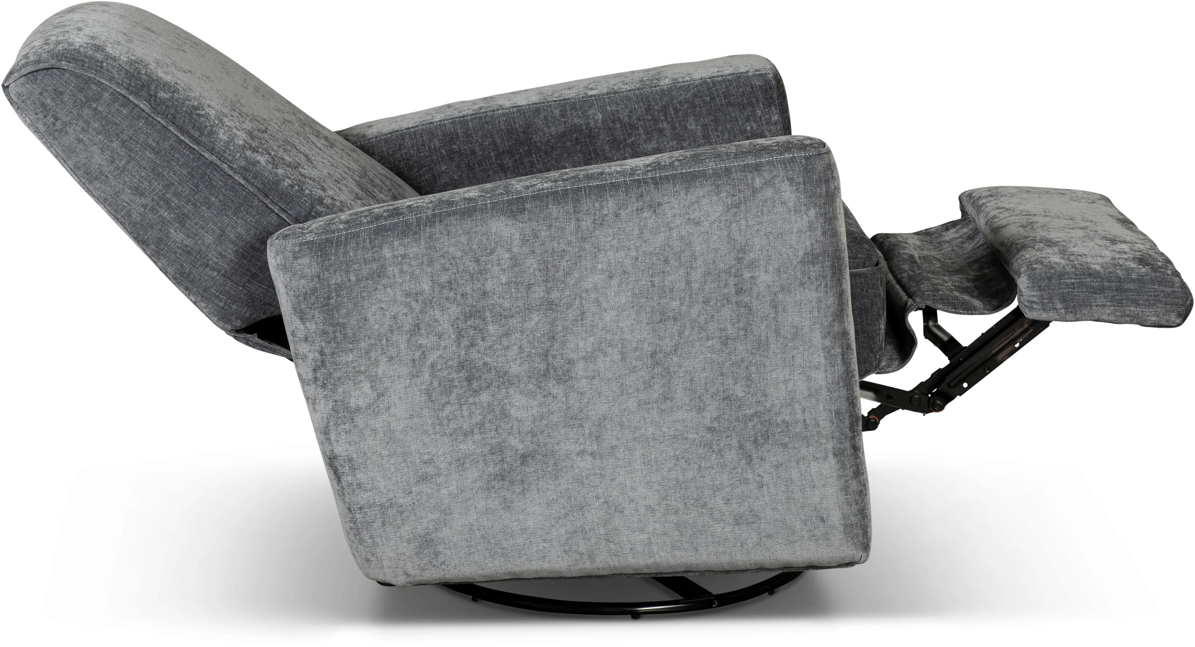 Mystery Midnight Gray Swiveling Glider Recliner-4