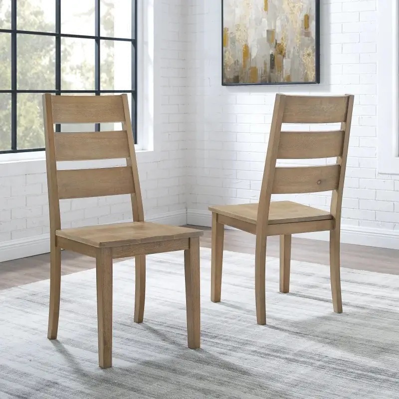 CF501217-RB Joanna Rustic Brown Ladderback Dining Chairs, Set of 2-1