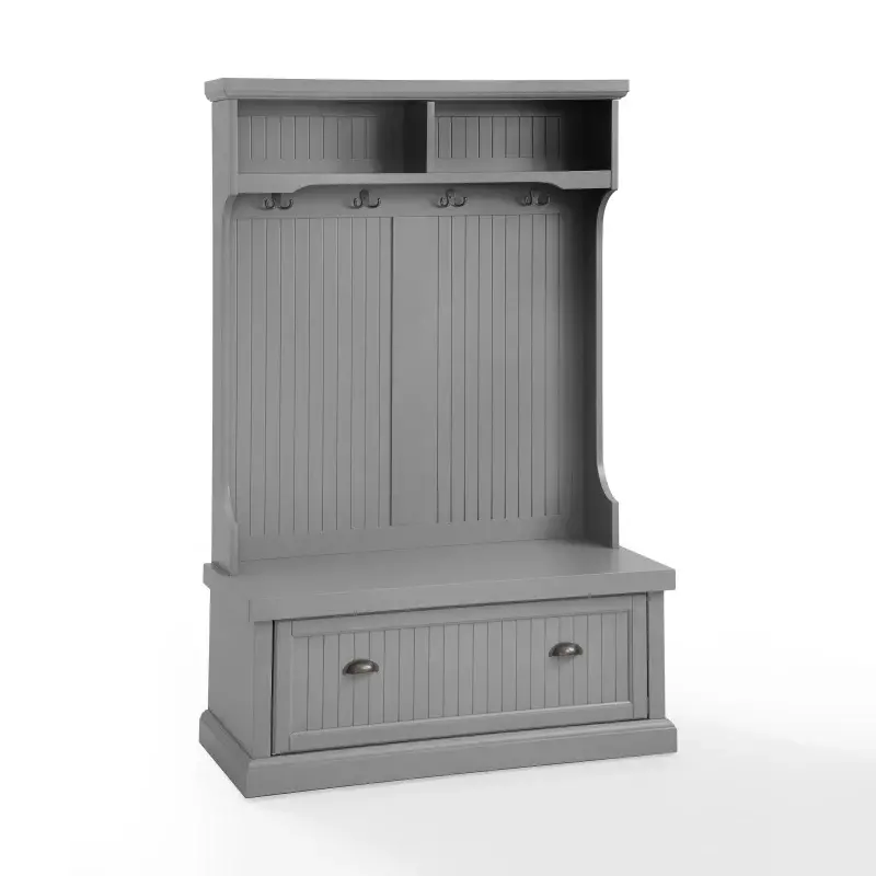 CF6006-GY Seaside Gray Distressed Hall Tree With Storage-2