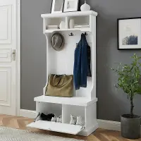 CF6030-WH Shoreline White Hall Tree With Storage