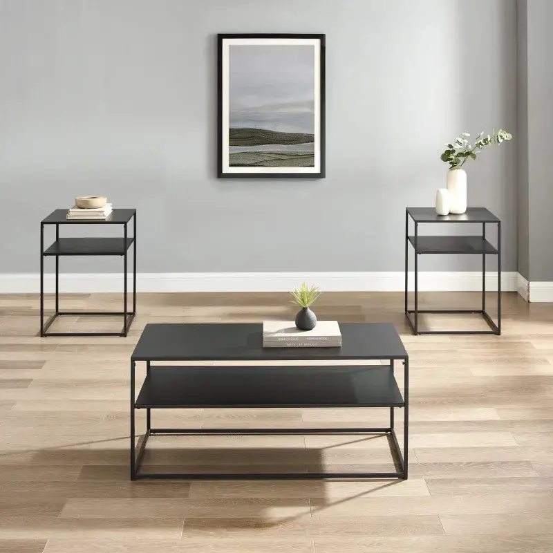 KF14007MB Braxton 3 Piece Black Occasional Table Set-1