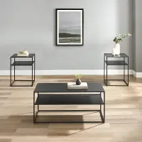 KF14007MB Braxton 3 Piece Black Occasional Table Set