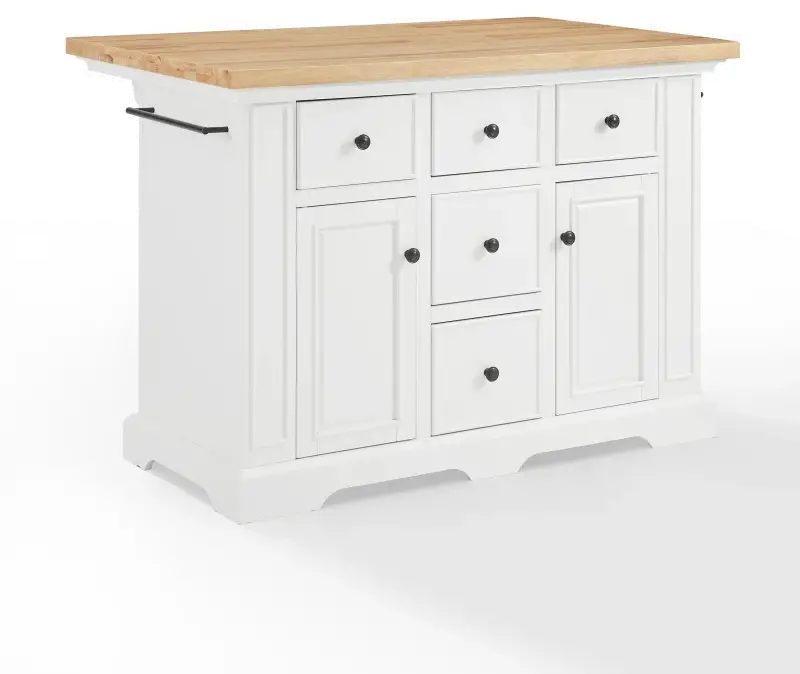 KF30025WH-NA Julia White Kitchen Island with Wood Top-2