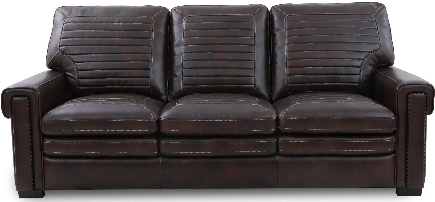 Travis Dark Brown Leather Sofa-1