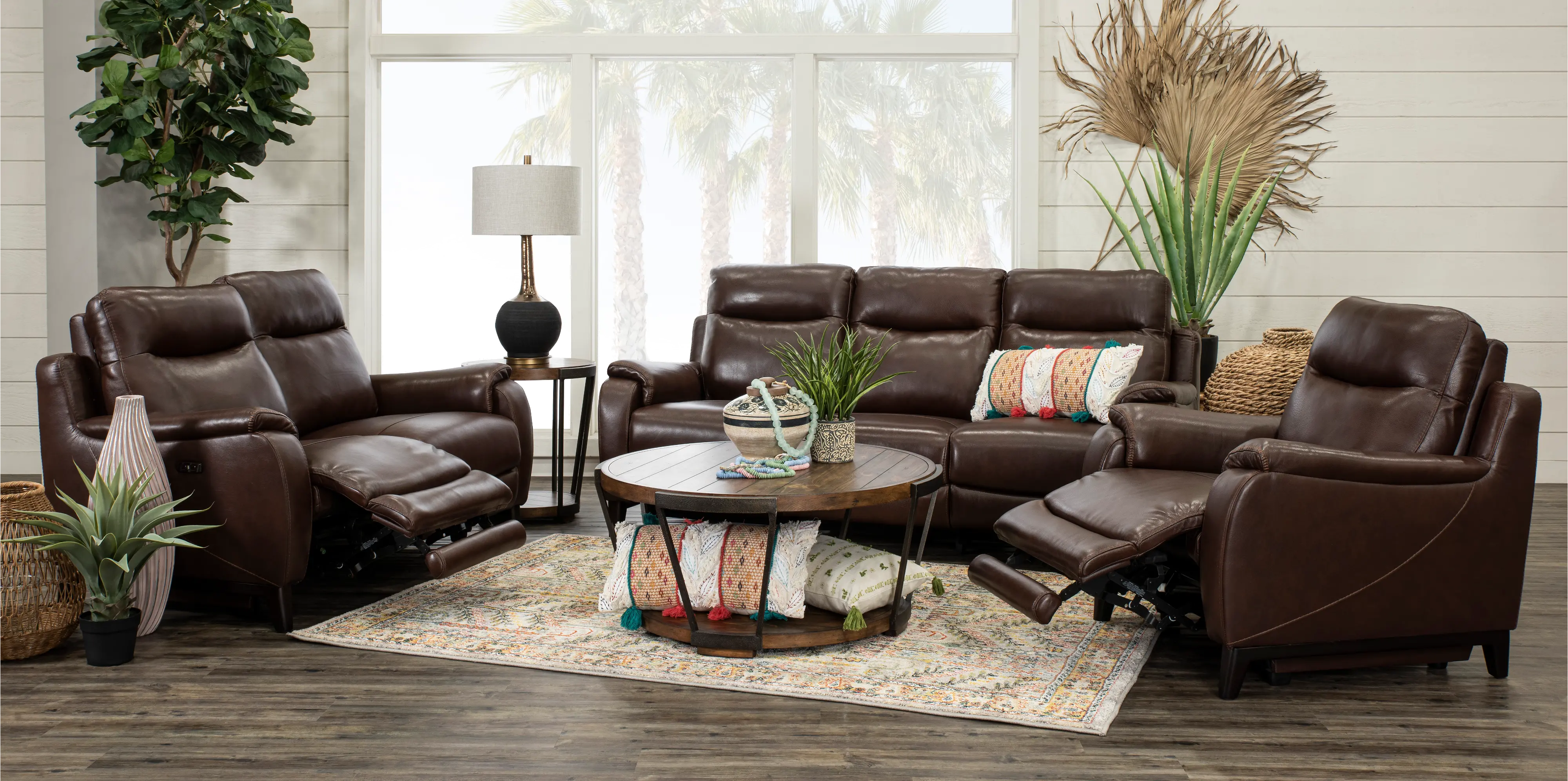 Monterey Brown Leather-Match Power Reclining Loveseat-2