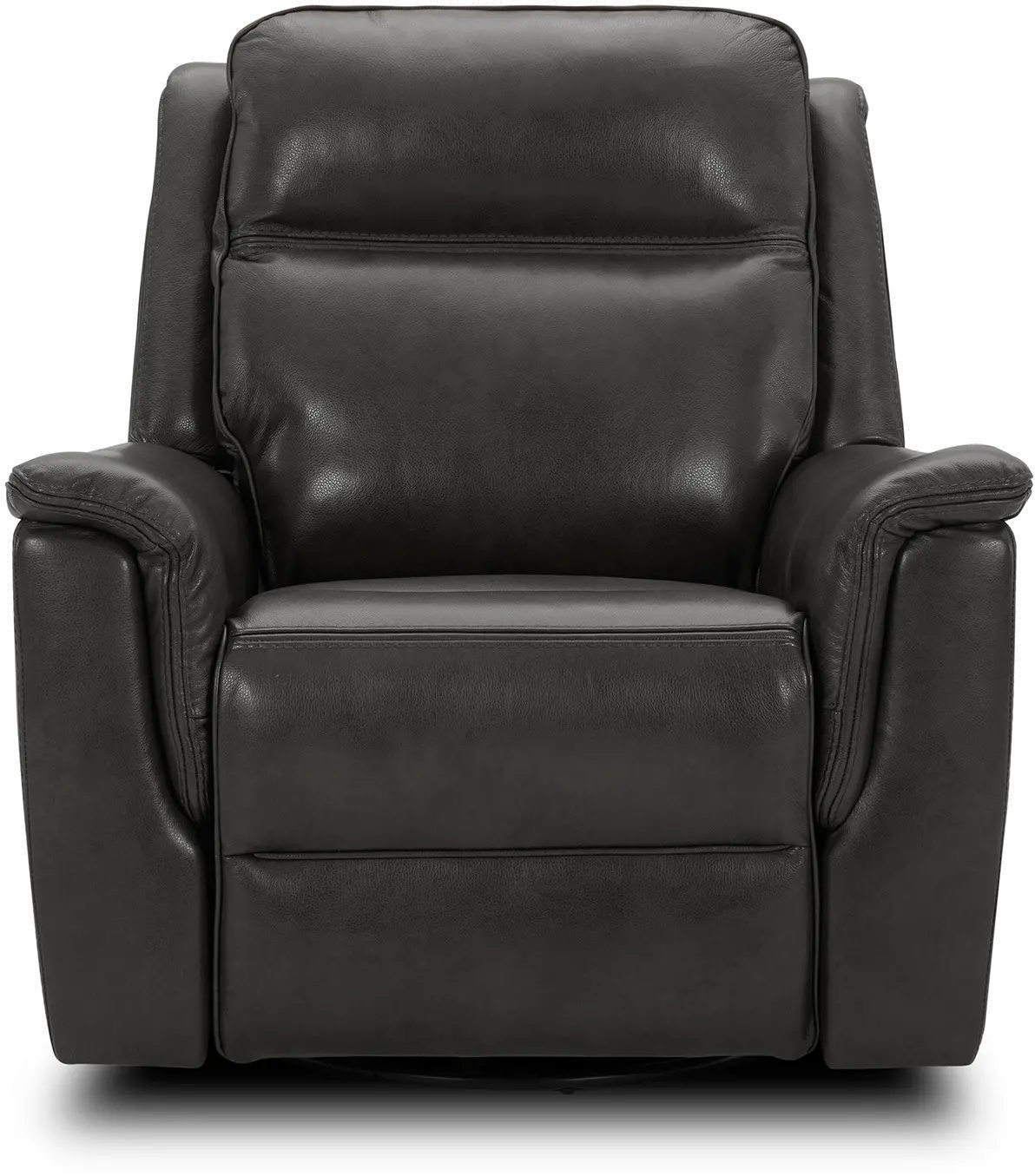 Kobe Dark Gray Leather-Match Gliding Swivel Power Recliner-1