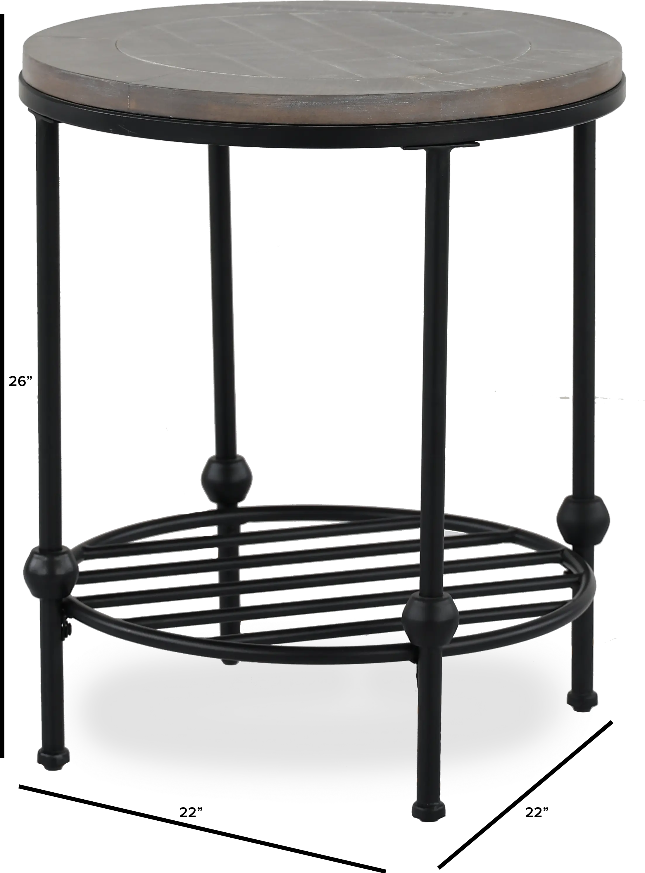 Emery II Round Antique Country End Table-3