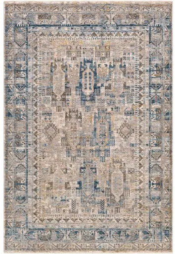 MBE2302-575/5X8/NVCR Mirabel 5 x 8 Traditional Navy Denim and Cream Area Rug-1