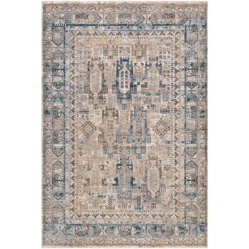 MBE2302-575/5X8/NVCR Mirabel 5 x 8 Traditional Navy Denim and Cream Area Rug-1