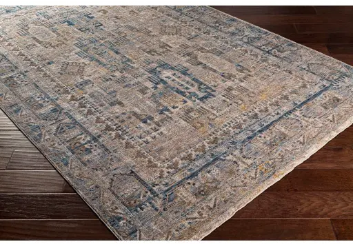 MBE2302-575/5X8/NVCR Mirabel 5 x 8 Traditional Navy Denim and Cream Area Rug-2